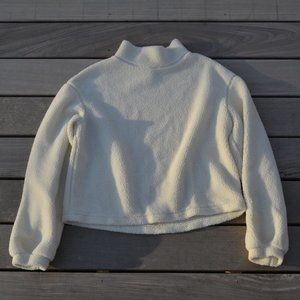 fuzzy white turtle neck sweater